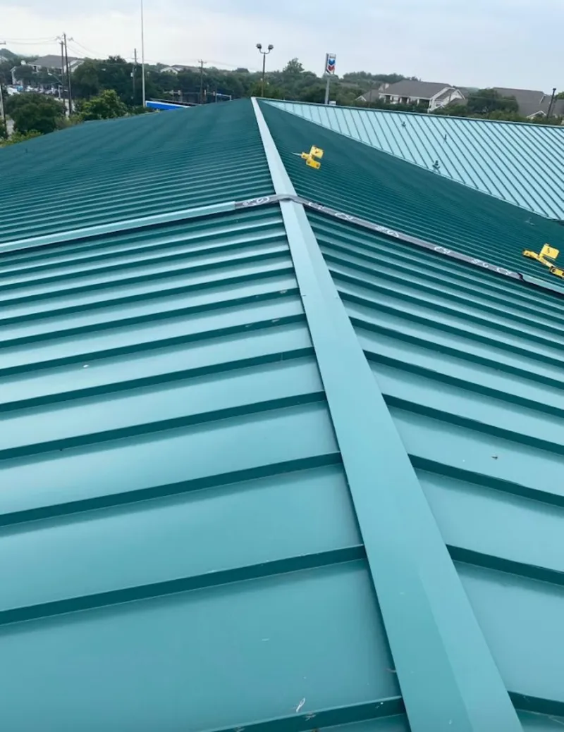 Green commercial metal roof ridge and valley for Metal Roof Repair in Boca Raton